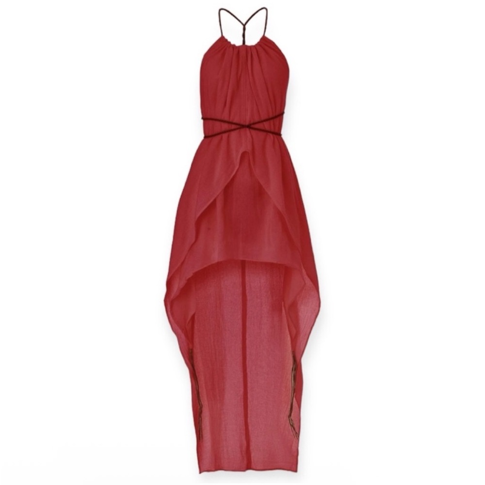 NWT Caravana Manak Versatile High Low Maxi Cotton & Leather Dress - Picture 2 of 11